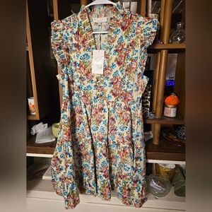 Caroline Constas Floral Ruffle Sleeve Mini Dress NWT